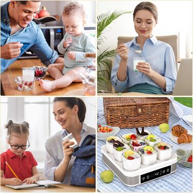 Йогуртниця, грецька йогуртниця з температурою і таймером, автоматична цифрова йогуртниця з 9 баночками, ідеально підходить для дом