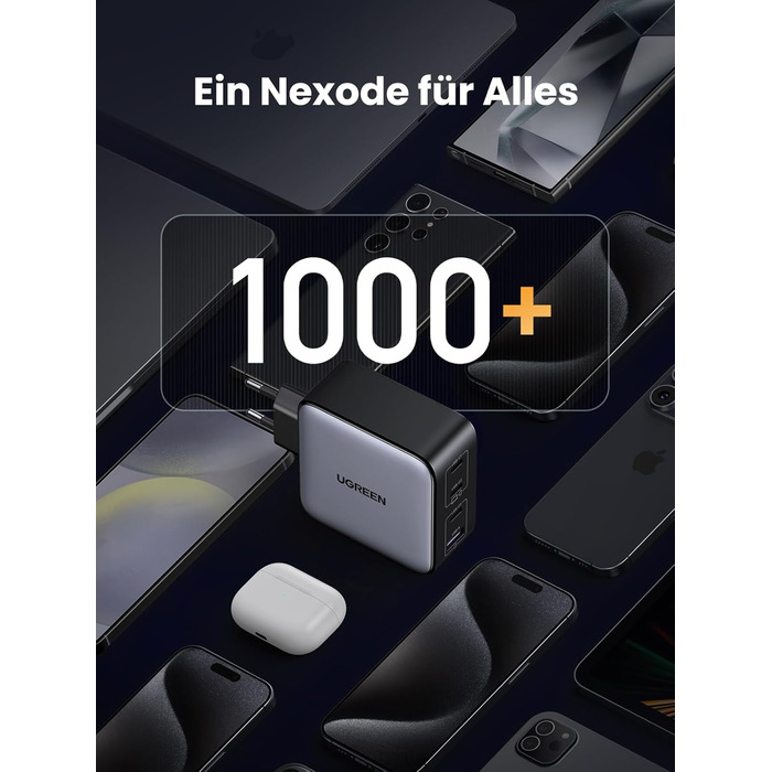 Зарядний пристрій GaN USB C Блок живлення 4 порти Зарядний пристрій PD з PPS сумісний з MacBook Pro, iPhone 16 Pro Max/16 Pro/15 P