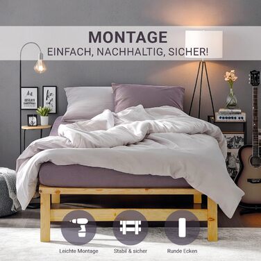 Ліжко Homestyle4u з дерев&39яних піддонів 90x200 з рейковою основою, каркас ліжка, необроблена соснова, масив дерева, односпальне ліжко 90 x 200 см, натуральне дерево