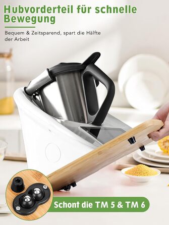 Розсувна дошка для Thermomix TM6 TM5, бамбукова ковзна дошка Дерев'яна швидкорухома дошка Slider Pad для кухонного комбайна Thermomix Vorwerk TM5 TM6 Аксесуари
