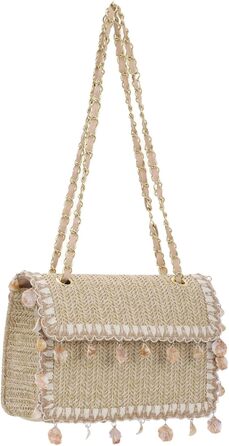 Літня пляжна сумка-тоут для жінок, плетена сумка для відпочинку з маленьким ланцюжковим клатчем, колір хакі