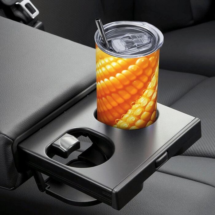 Кухоль з прямою трубочкою, 590 мл, дизайн кукурудза, дорожній кухоль з принтом, підходить для кемпінгу, офісу та дому