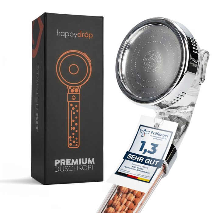 Преміум лійка для душу з мінералами від happydrop водозберігаюча ручна лійка з підвищеним тиском та 3 режимами струменя