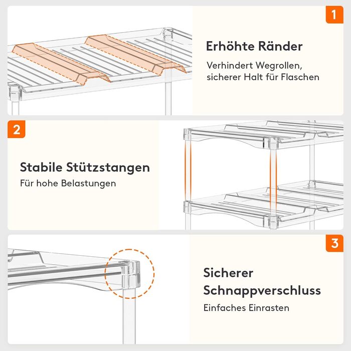 Організатор для пластикових пляшок Lifewit, що штабелюється, для дому, тримач для склянок та чашок, прозора підставка для винних пляшок, для стільниці та шафи, 3-рівнева, вміщує 9 пляшок