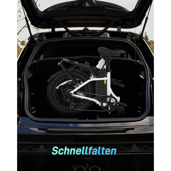 Електричний велосипед DYU C9 E-Bike для чоловіків та жінок - Електровелосипед з акумулятором 48 В 15,6 Аг, колесами 20 x 3,0 дюйма, 7-ступінчастою коробкою передач зі світлодіодним дисплеєм, двигуном 250 Вт та швидкістю 25 км/год, запасом ходу до 150 км, 