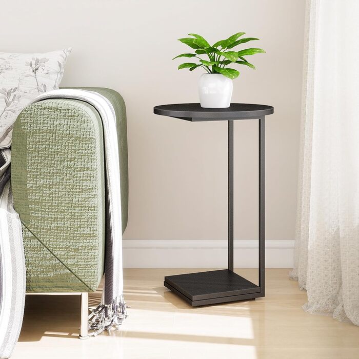 Приставний столик HDANI C, тумбочка під диван, що розсувається, приставний столик у вітальню чорного кольору 40*40*60 см