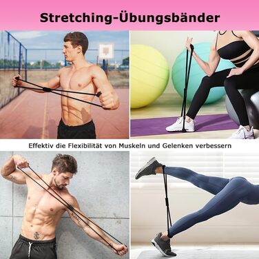 Ролик для фасції, Qveetry 6 в 1 пінопластовий ролик, набір роликів для фасції з масажною роликовою палицею, стрічки опору для силових тренувань, масажний м&39яч, фітнес-стрічки, пінопластовий ролик 33 см для йоги, пілатесу, спорту, рожевий