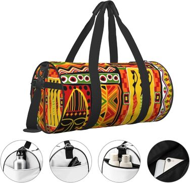 Спортивна сумка, дорожня сумка, сумка для подорожей, африканський смугастий принт, сумка на нічліг, чорна, універсальний розмір