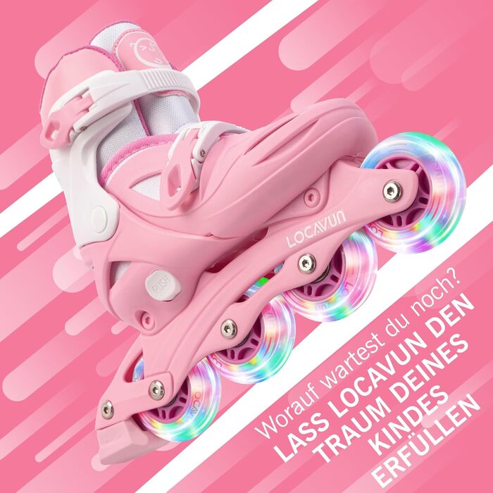 Роликові ковзани дитячі для дівчаток, регульовані 4 розміри роликових ковзанів з підсвічуванням коліс для дівчаток S26-29 EU рожев