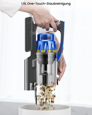 Акумуляторний пилосос Anyson, 45KPA/550 Вт, час роботи 60 хвилин, подвійна ручка, 1,5 л пилосос, OLED-дисплей для твердої підлоги/