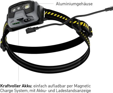 Робочий світлодіодний акумуляторний налобний ліхтарик Ledlenser HF6R Світлодіодний налобний ліхтарик 800 люмен Водонепроникний налобний ліхтарик для пригод з червоним світлом Налобний ліхтарик для вулиці Водонепроникний налобний ліхтарик IP68 чорний/жовти