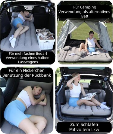 Автомобільний матрац, надувний матрац, підходить для Tesla Model Y, позашляховик, багажник, заднє сидіння, надувний матрац, кемпінговий автомобільний надувний матрац з насосом, складний автомобільний матрац для поїздок на природу (сірий)