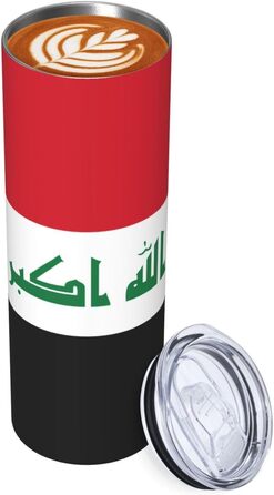 Кухоль з прямою трубочкою, дизайн іракський прапор, друкований, дорожній кухоль, підходить для кемпінгу, офісу та дому, 590 мл