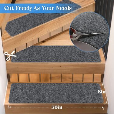 Килимки для сходів RIOLAND 20,3 x 76,2 см (35,6 см) з нековзним покриттям запобігають ковзанню для людей похилого віку, дітей та домашніх тварин, сіро-білі