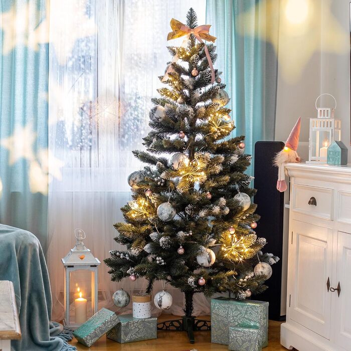 Штучна ялинка зі срібними кульками та інеєм 180 см KADAX