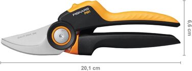 Садові ножиці Fiskars Bypass M, X-серія PowerGear, P921, З ручкою, що обертається, Для свіжих гілок та сучків, Антипригарне покриття, Леза з нержавіючої сталі, Довжина 20,1 см, Чорний/Помаранчевий, 1057173 X-серія P921