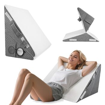 Клиноподібна подушка для ліжка - Регульована клиноподібна подушка для сну, подушка для читання з піни високої щільності для ліжка та дивана, ергономічна подушка для голови, клиноподібна подушка для ліжка, подушка для ніг/спинки для гри та читання