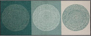 Килимок для дверей Salonloewe Nestor кольору шавлійно-бежевого, що миється, 50 x 75 см, вхідний килимок, брудозбірний килимок, зелені кола, 50 x 75 см (прямокутний), зелений