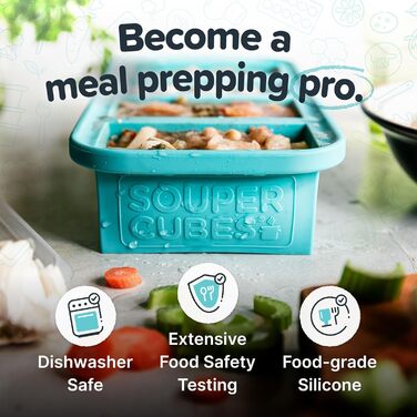 Морозильні контейнери Souper Cubes з кришками 250 мл Силіконові контейнери для заморожування, чудово підходять для заморожування супів, м&39яса, залишків шпецле та багато іншого Контейнери для приготування їжі для заморожування 2 шт. Aqua Prellung 2-Pack