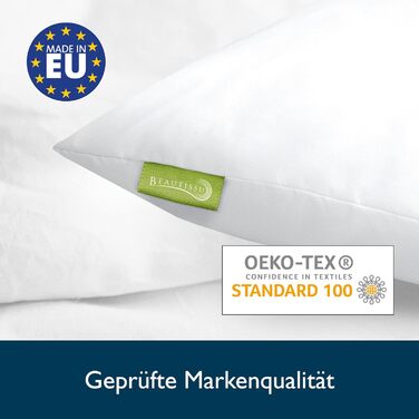 Комплект із 2 подушок Beautissu 80x80 см, стьобані подушки з мікрофібри 800 г, наповнювач з внутрішнього шва - подушки для сну, які можна прати, в подвійній упаковці - підходить для алергіків та має сертифікат Oeko-TEX - BeautNuit UK 80x80 см (2 шт.)