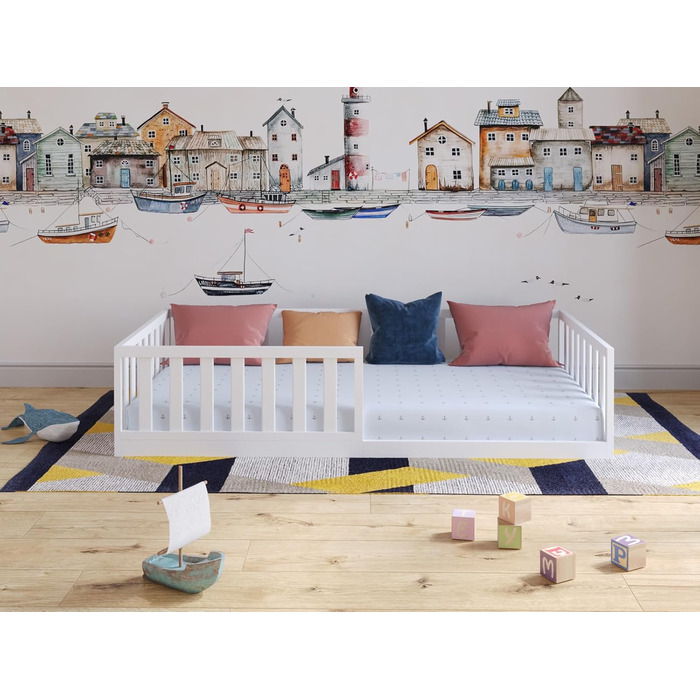 Дитяче ліжечко/бічне ліжко Love For Sleep 160x80 см, конструкція, зручна для дітей, дитяче підлогове ліжко White Florence, дитяче ліжко, дерев&39яне ліжко - Дитяче ліжко, ліжко-трансформер