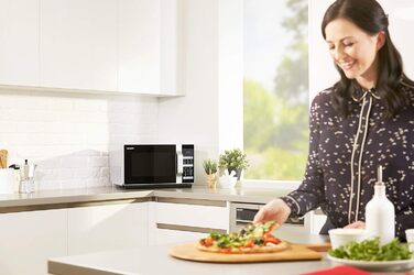 Мікрохвильова піч Sharp R-860S 3-в-1, гриль і гаряче повітря / 25 л / 900 Вт / 49 см / автоматична програма / розморожування за вагою та часом / нержавіюча сталь