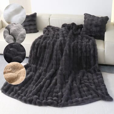Розкішна ковдра зі штучного хутра надзвичайно мяка та приємна на дотик ковдра зі штучного хутра, легка у догляді, приємна на дотик, доступна у 4 розмірах та кольорах, антрацит 150x200