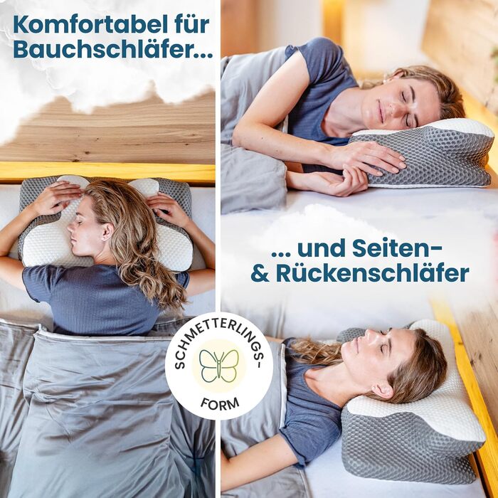 Ортопедична подушка для шиї подушка з піни з ефектом пам&39яті для сну на спині та на боці, ергономічна подушка для полегшення болю в шиї, дихаюча та сертифікована Oeko-TEX