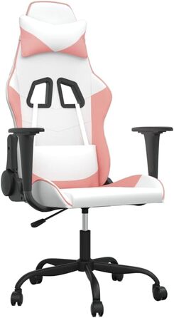 Геймерське крісло, біла та рожева штучна шкіра, матеріал метал