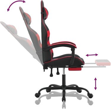 Геймерське крісло з регульованою спинкою, штучна шкіра чорно-червоного кольору, 57,5 x 59,5 см Модель 3143855