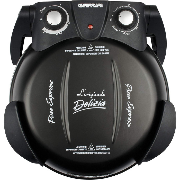 Піца для екстер'єру, піч для піци, 1200 Вт, 400C, кам'яна вогнетривка (діаметр 31 см), таймер 5', кулінарна книга в комплекті, чорна, 31,6 x 31,6 x 25 см, 3 Ferrari G10006