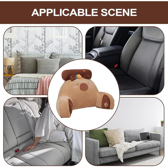 Подушка для ліжка Capybara з підлокітниками, ергономічна подушка для спини ліжка, з підлокітниками, подушка для підтримки спини, мила прикраса кімнати для ігрових крісел