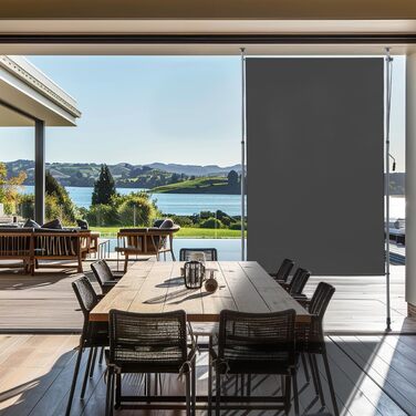 Вертикальний тент BelleMax для балкону, для зовнішнього використання, не потребує свердління, 200x310 см, вертикальний тент з кривошипом, тент для тераси, екран для забезпечення конфіденційності, захист від сонця, вітрозахисний та водонепроникний, темно-с