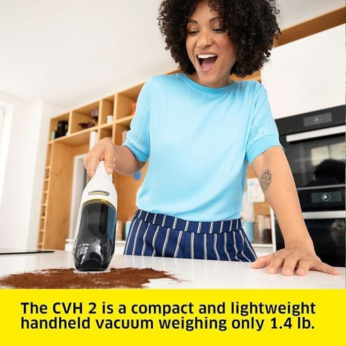 Акумуляторний ручний пилосос Krcher CVH 2, компактний і легкий пилосос для швидкого прибирання крихт, контейнер для пилу 0,15 л, в