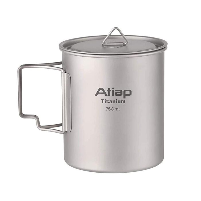 Титанова каструля, чашка 750 мл з кришкою, складна ручка, портативна, легка, для кемпінгу та пікніків на свіжому повітрі (каструля 750 мл)