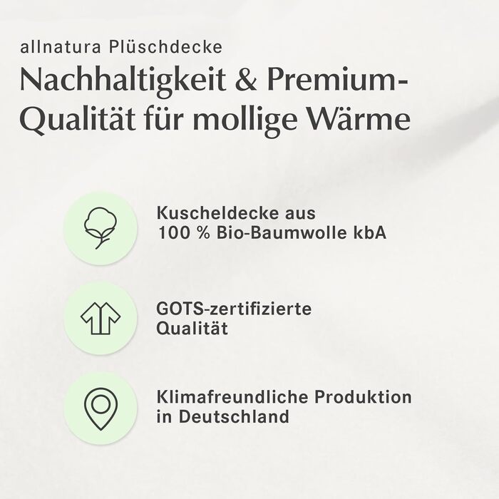 Великий пухнастий бавовняний плед allnatura Cotona-Double 140x200 см сірого кольору, зроблено в Німеччині - екологічний плед для дивана 100 органічна бавовна - плед, який можна прати в пральній машині, плед для дивана сірого кольору, двосторонній вигляд