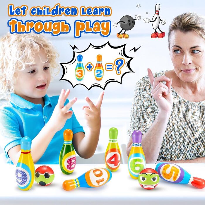 Набір для боулінгу для дітей віком від 1 до 5 років, іграшка Монтессорі з зручною сумкою для перенесення, ідеально підходить для днів народження та дитячих вечірок, подарунки для дітей віком від 1 до 5 років