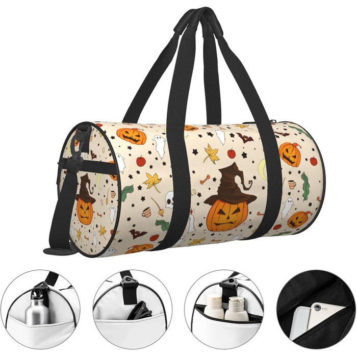 Дорожня сумка-циліндр з дизайном гарбуза-привида, спортивна сумка для чоловіків та жінок, сумка-мішок, спортивна сумка