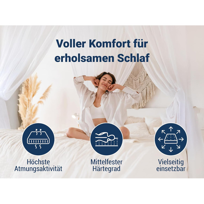 Матрац ABC Comfort Foam Mattress Basic-Line, висота ядра приблизно 10 см, чохол з алое вера, виготовлений за німецькими стандартами якості (розмір 90 x 190 см)