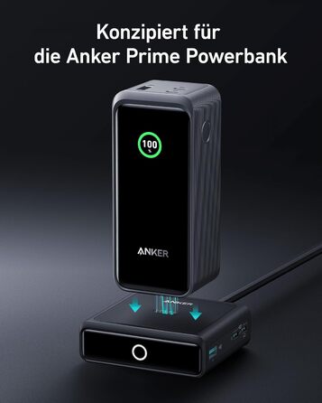 Зарядна станція Anker для Anker Prime Powerbank, потужність швидкої зарядки 100 Вт, 4 порти, для MacBook Pro/Air серії, iPhone 14/