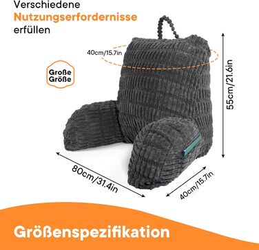 Подушка для читання для ліжка та дивана, подушка для читання зі спинкою для дорослих, подушка для сидіння зі спинкою, опора для спини, що підходить для перегляду телевізора, читання та гри в мобільні телефони в ліжку