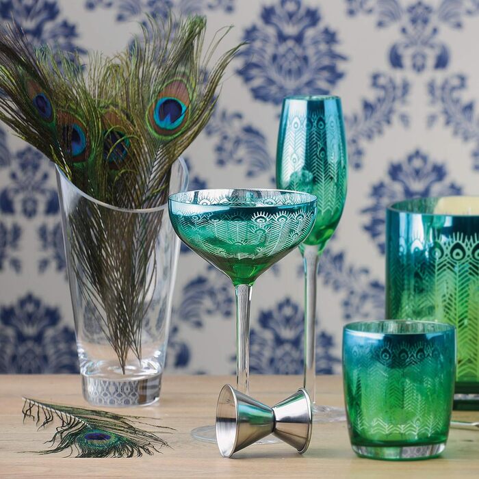 Келихи для шампанського Peacock Glass, різнокольорові Модерн, 51186pk2