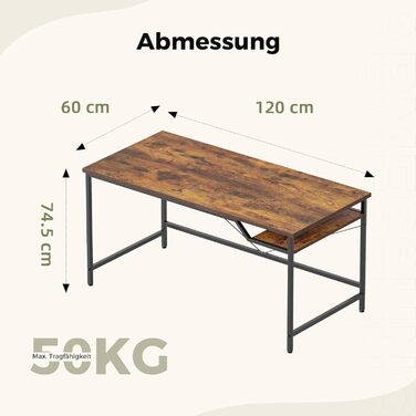 Комп&39ютерний стіл Mericonia 120 см, ігровий стіл для невеликих приміщень, сучасний стіл у мінімалістичному стилі для домашнього офісу, столи для студентів, коричневий 120x60 базовий коричневий