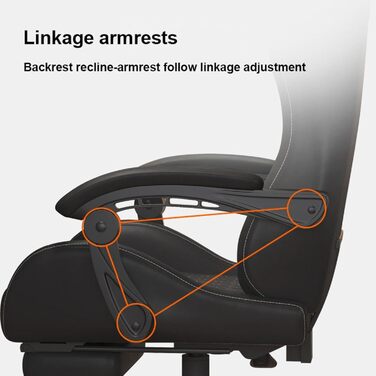 Ігрове крісло, комп&39ютерне крісло, поворотне, з можливістю нахилу, офісне крісло, зручне ігрове крісло, спальня, офіс, вітальня, чорна підставка для ніг латексна подушка