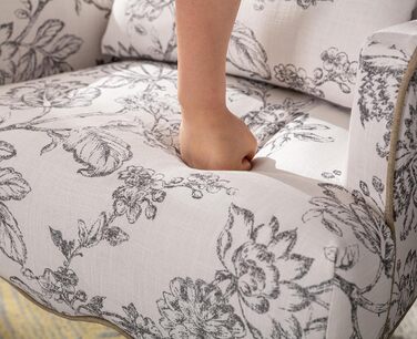 Вінтажне крісло з підлокітниками, м&39яке крісло з дерев&39яними ніжками та квітковим візерунком, одномісний диван, акцентне крісло з подушками для вітальні/спальні, бежевий