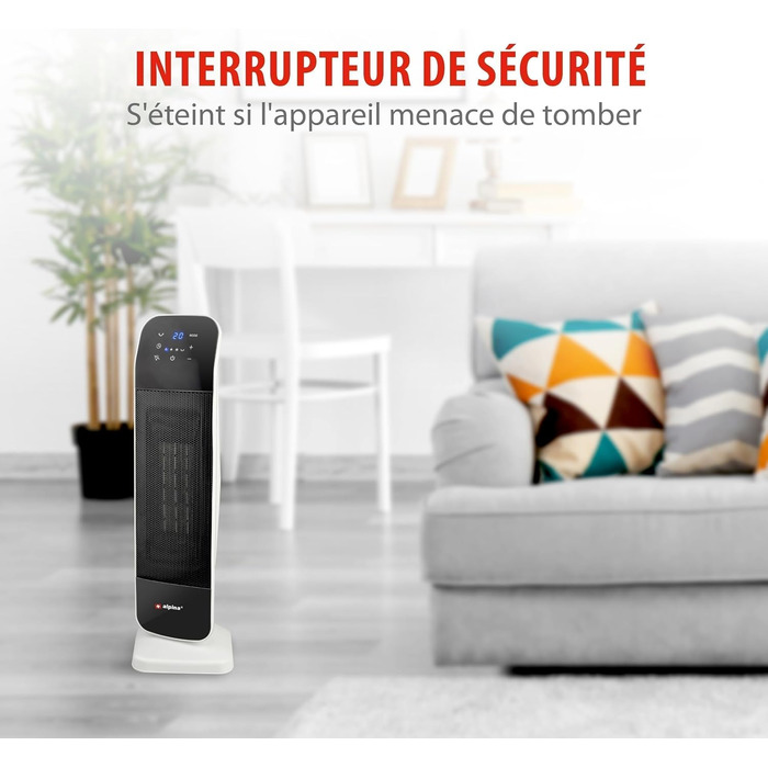 Електричний обігрівач та вентилятор Alpina - коливальний баштовий вентилятор з пультом дистанційного керування та таймером - регульована температура від 15 до 35C - обігрів та охолодження - 20 x 18 x 61 см електричний обігрівач та вентилятор 2000 Вт