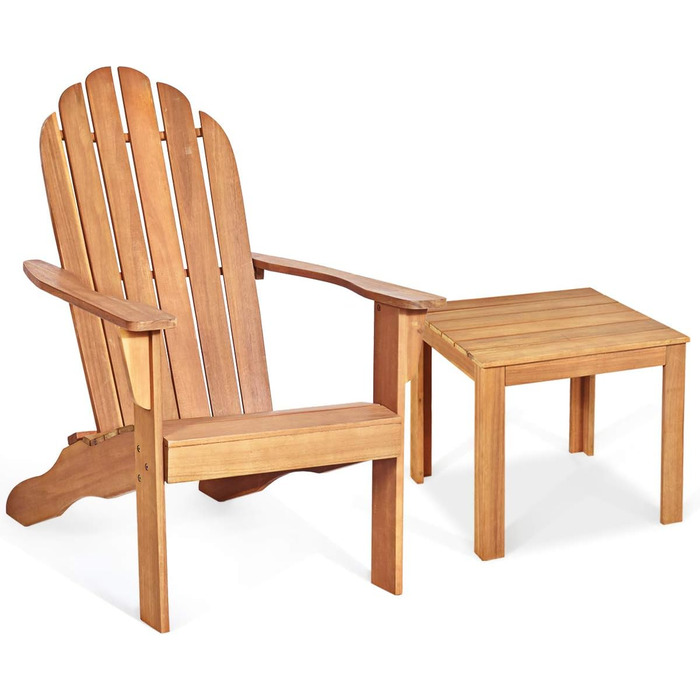 Садове крісло з масиву дерева, шезлонг Relax Chair з широким підлокітником і високою спинкою, садові меблі Садове крісло вантажопідйомністю 160 кг (натуральне)