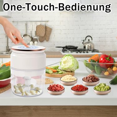 Подрібнювач цибулі, електричний подрібнювач, електричний подрібнювач цибулі, подрібнювач овочів, блендер, мульти та універсальний подрібнювач 300 мл робочий контейнер із зарядним кабелем (білий)