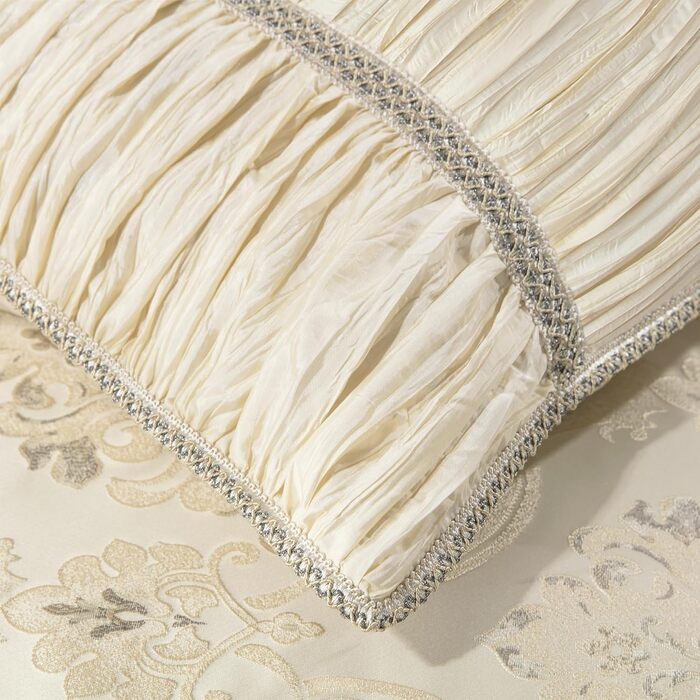 Комплект постільної білизни з квітковим жаккардом Loom and Mill 9 предметів, Елегантний стиль принцеси, Комплекти для спалень коро