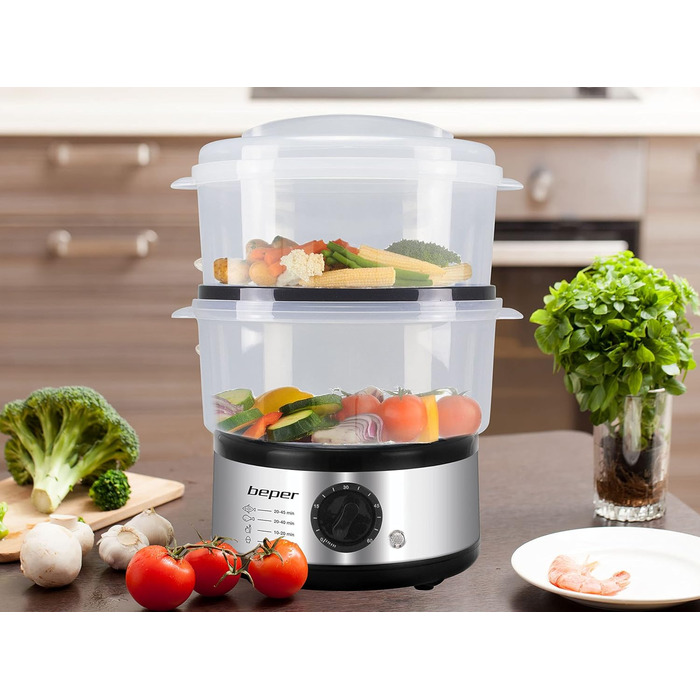 Багатофункціональний відпарювач 5 л, компактний акумулятор, таймер на 60 хвилин, потужність 400-500 Вт, - сріблястий і чорний 5 літрів